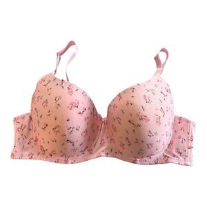 Lukasi Bra 42DD Underwire Padded Adjustable Straps Smoothing Pink Flowers NWOT
